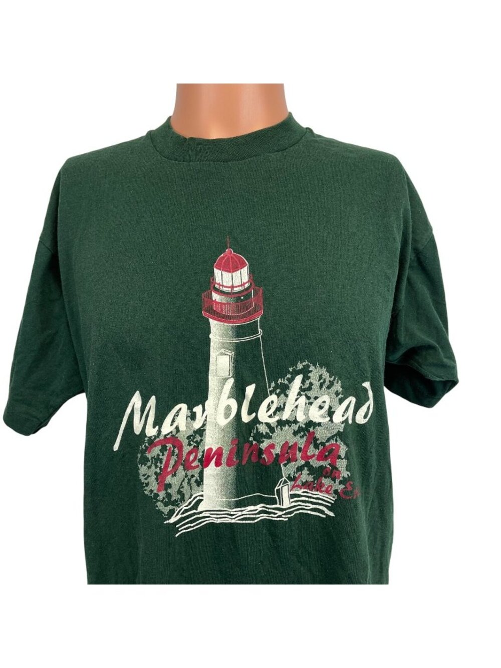 Vintage Marblehead T Shirt Mens Size L Green Lake Eerie Massachusetts 90s